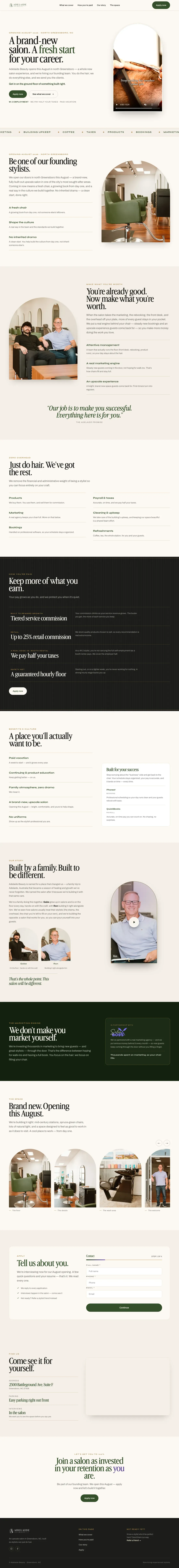 The apply page for stylists, full length