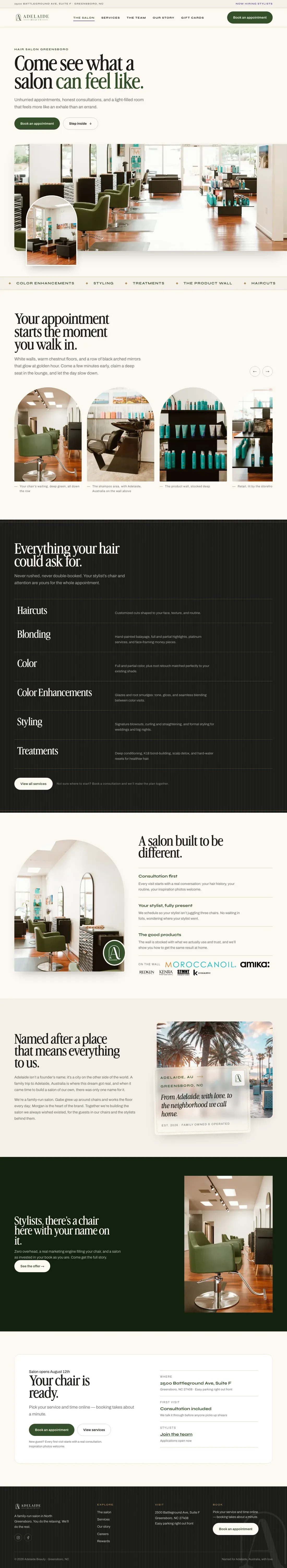 The Adelaide Beauty homepage, full length