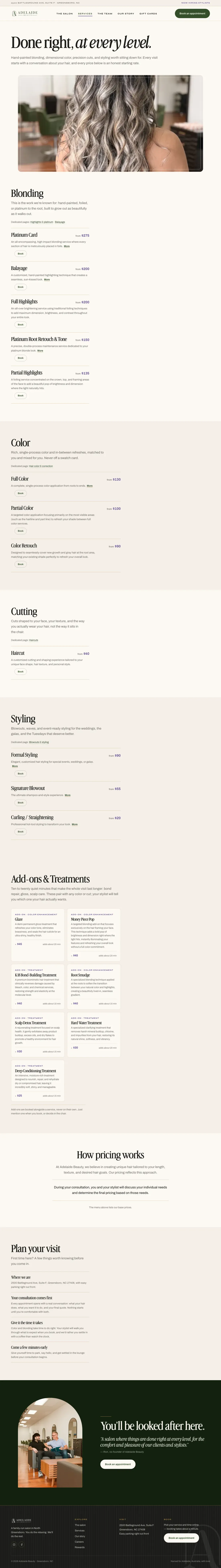 The services page, full length