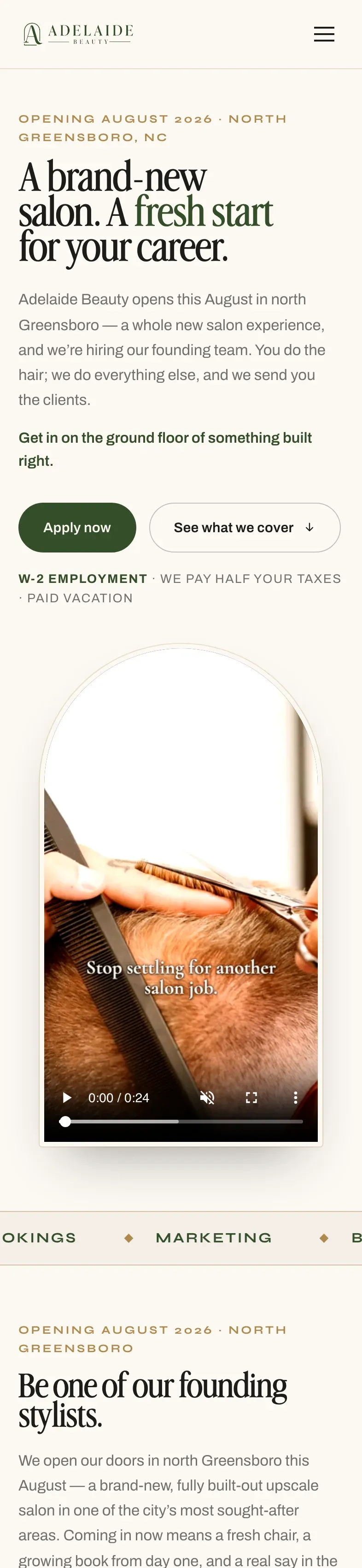 The apply page on a phone