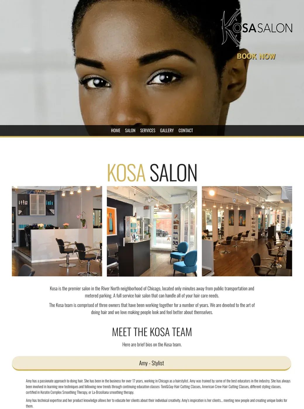 The Kosa Salon website