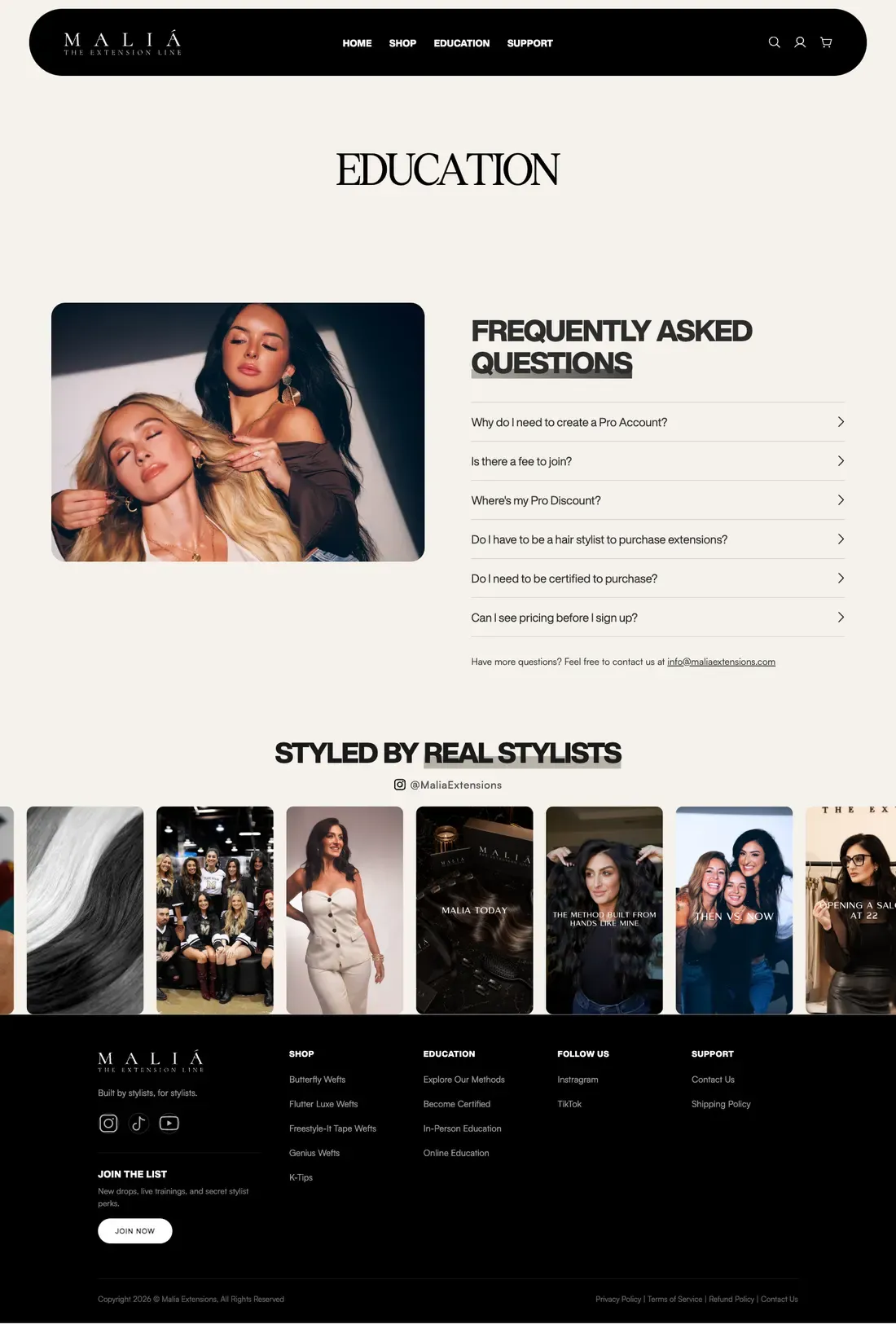 The education page, full length