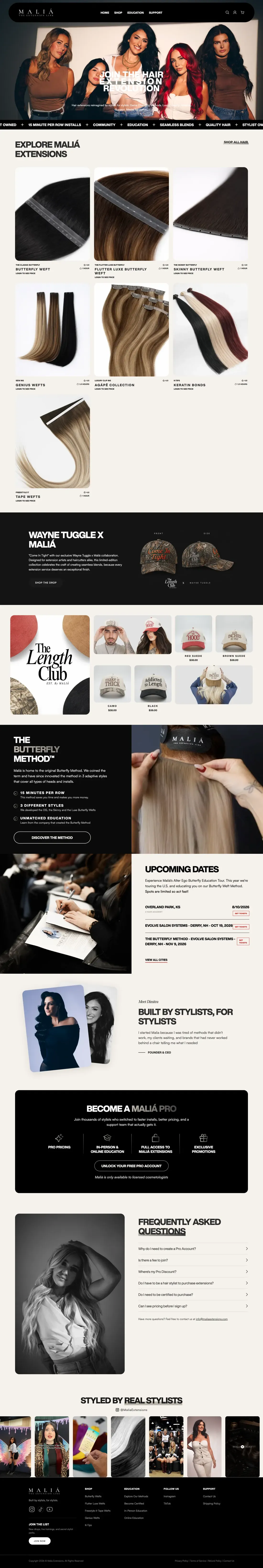 The Maliá Extensions homepage, full length