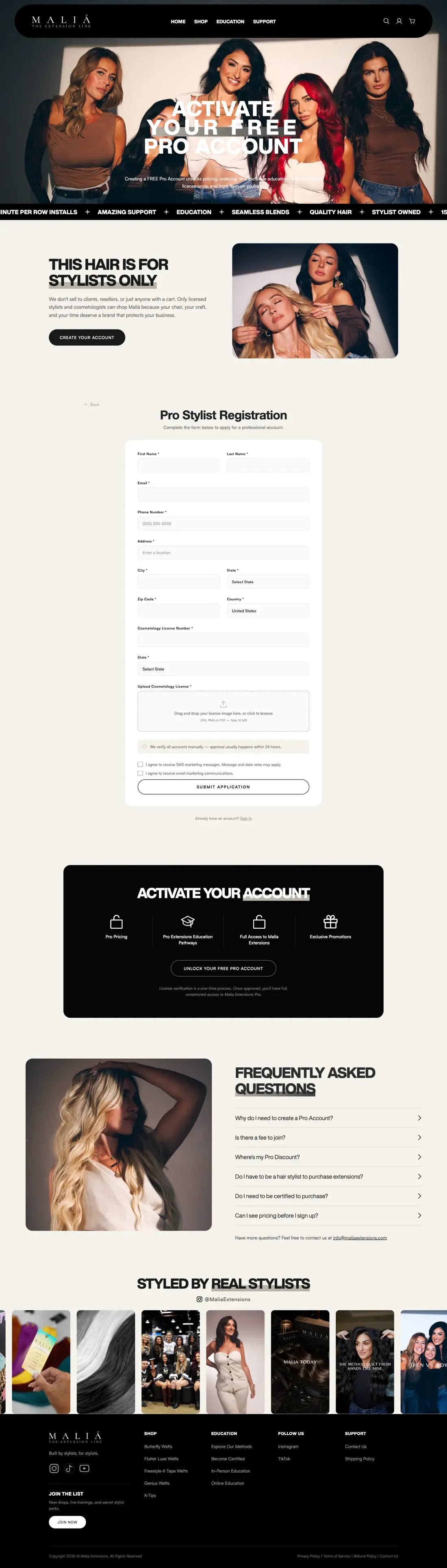 The pro account page, full length