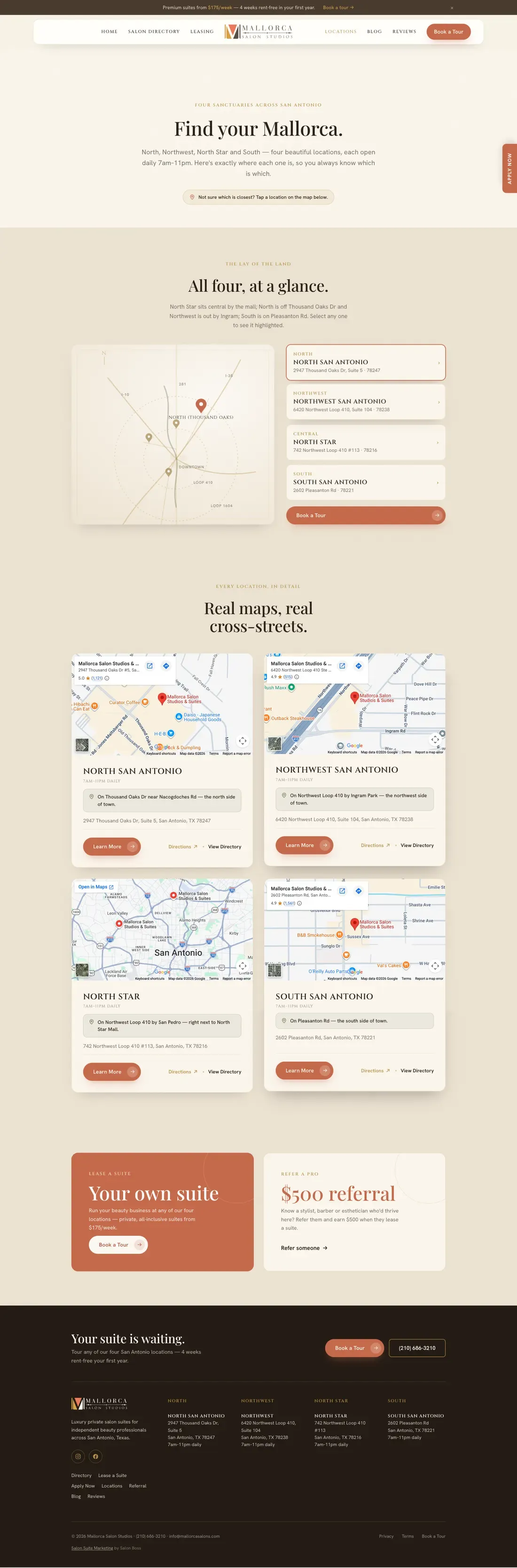 The locations page, full length