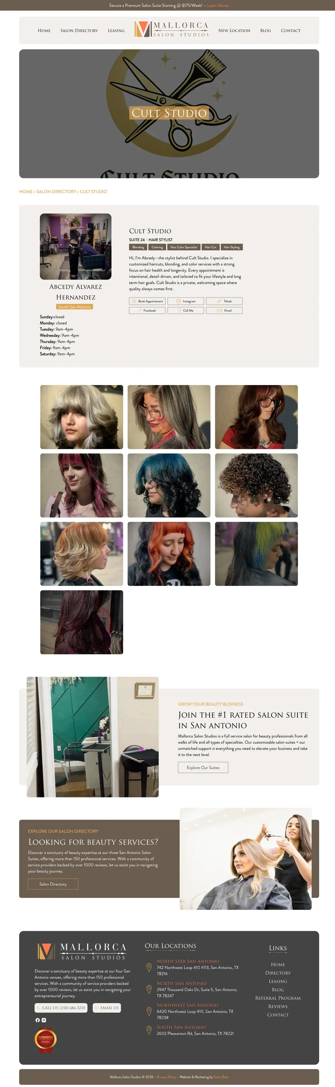 The old Cult Studio profile page, full length