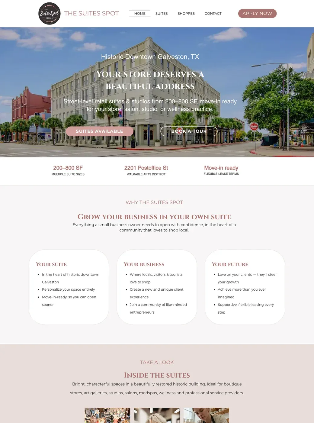 The finished Suites Spot website