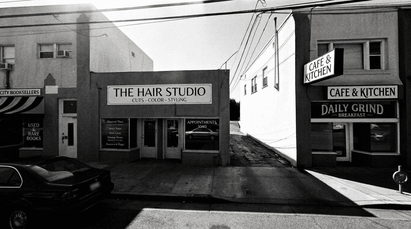 The Hair Studio storefront in Long Beach