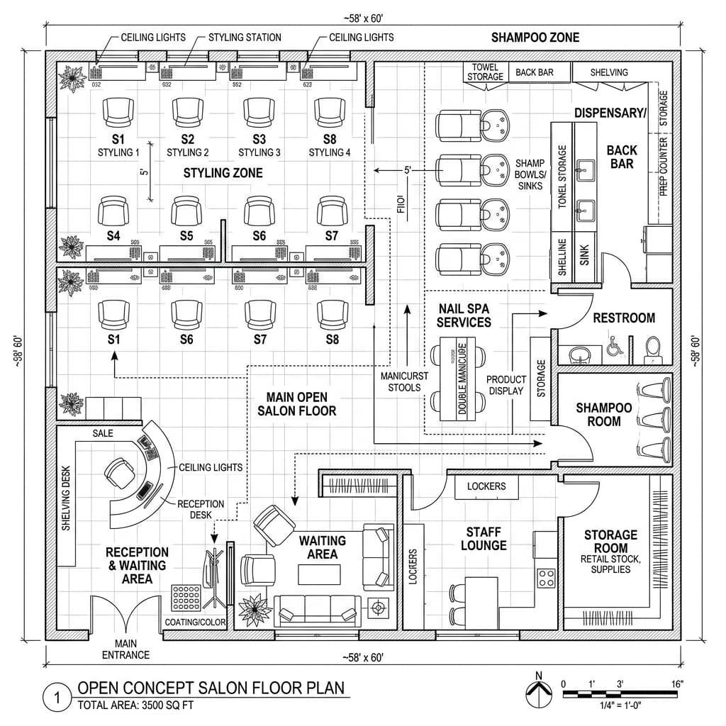 Salon floor plan blueprint