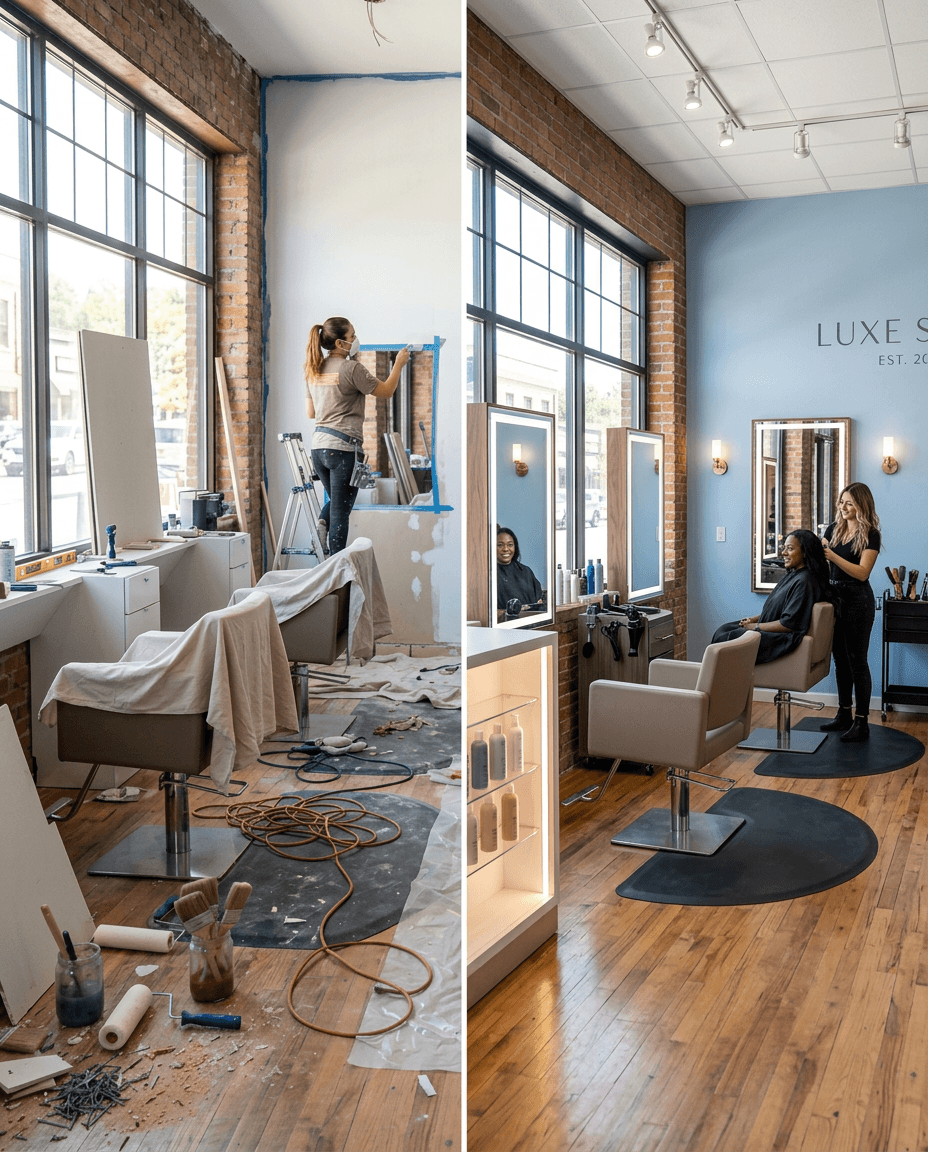 Salon interior the owner built by hand