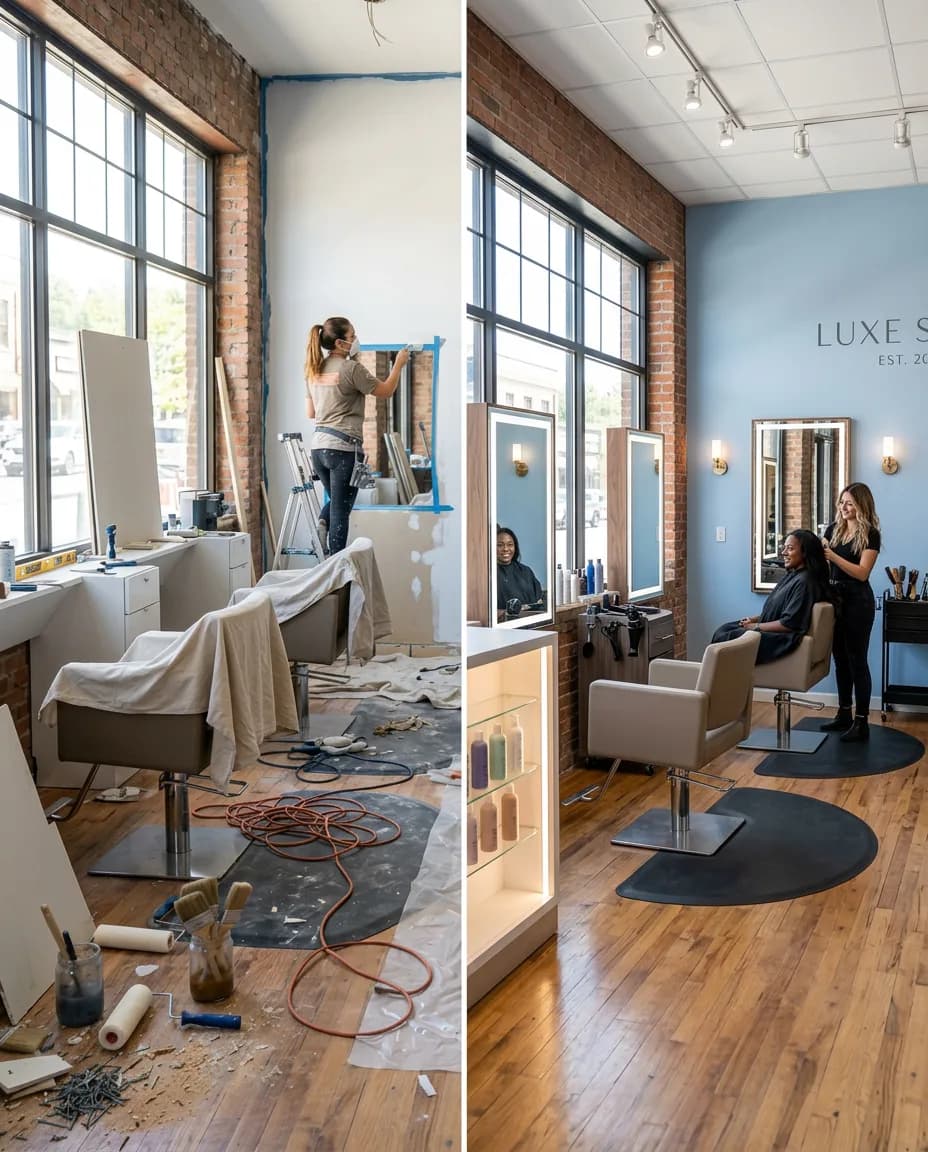 Salon renovation before and after