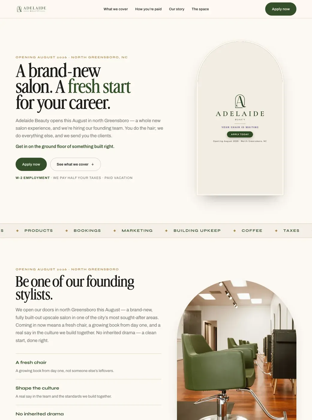The Adelaide Beauty recruiting page