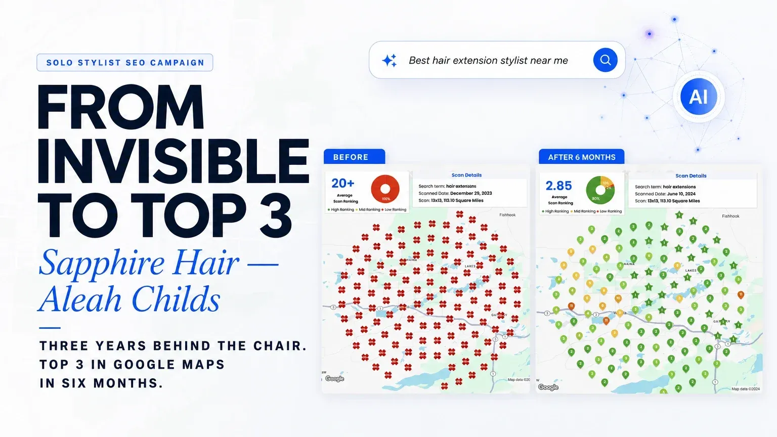 From Invisible to Top 3 in Google Maps — Sapphire Hair
