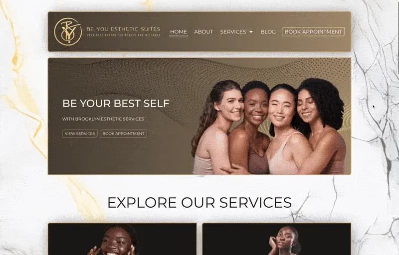 The Be You Esthetic homepage