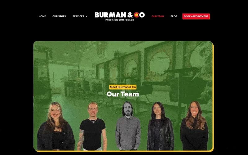 The rebuilt team page, with a real profile for each stylist