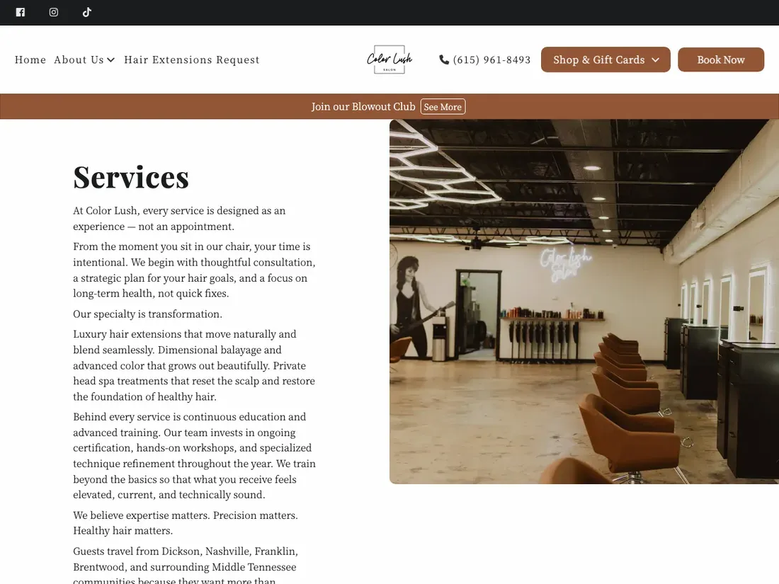 The old services page, stock photographs and no prices