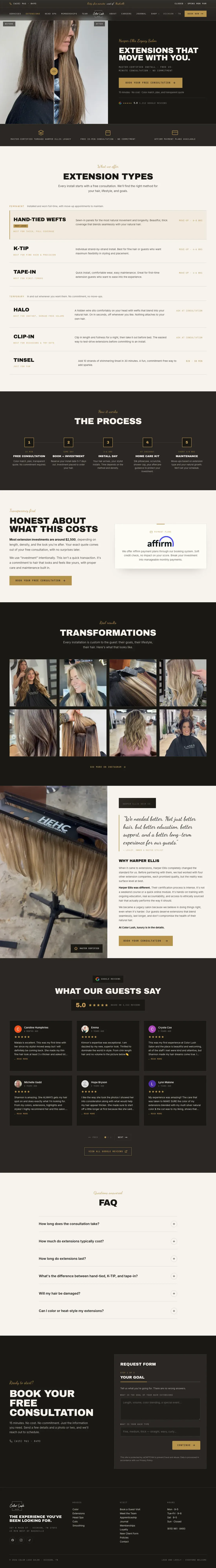 The extensions page, full length