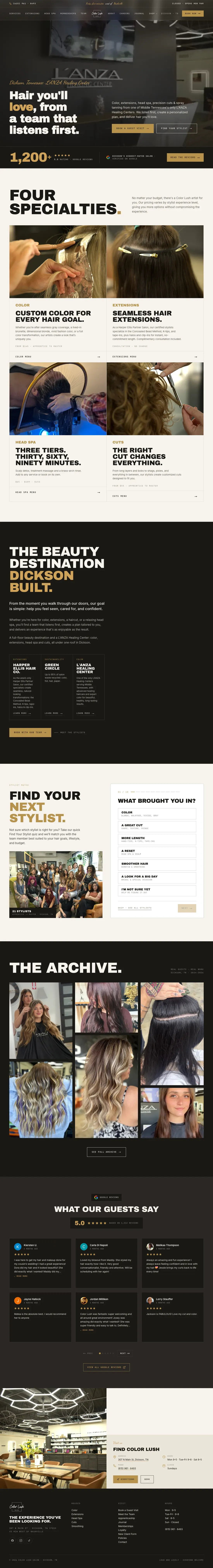 The Color Lush homepage, full length