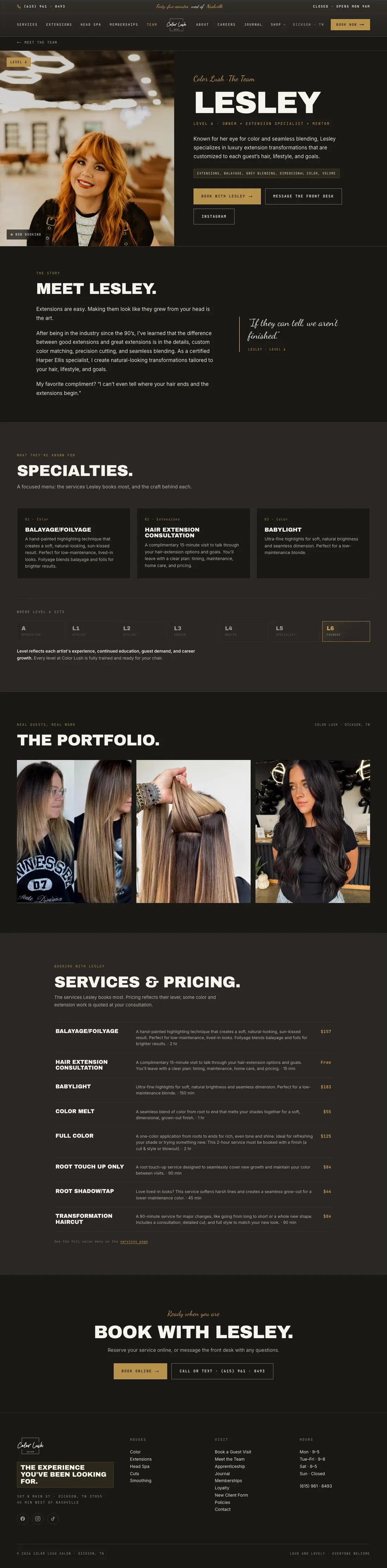 Lesley Miller’s stylist page, full length