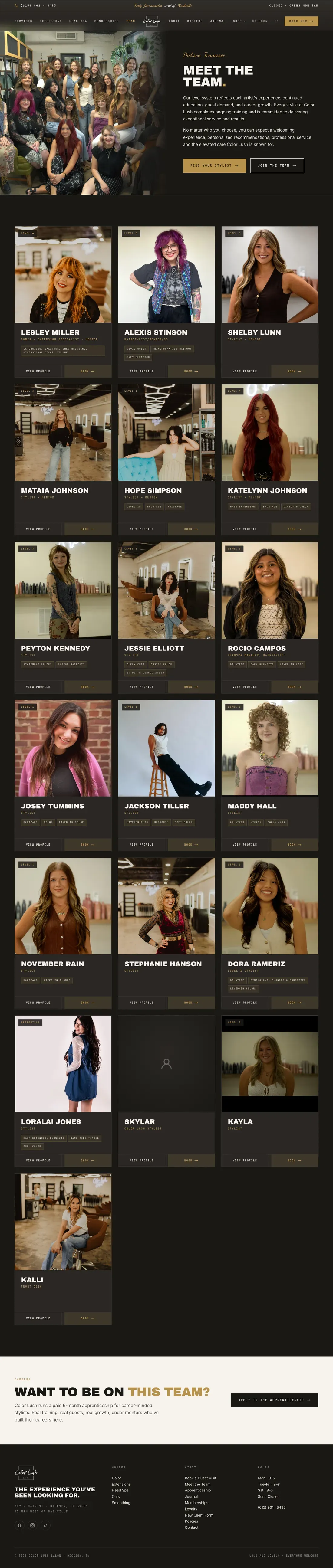 The team page, full length
