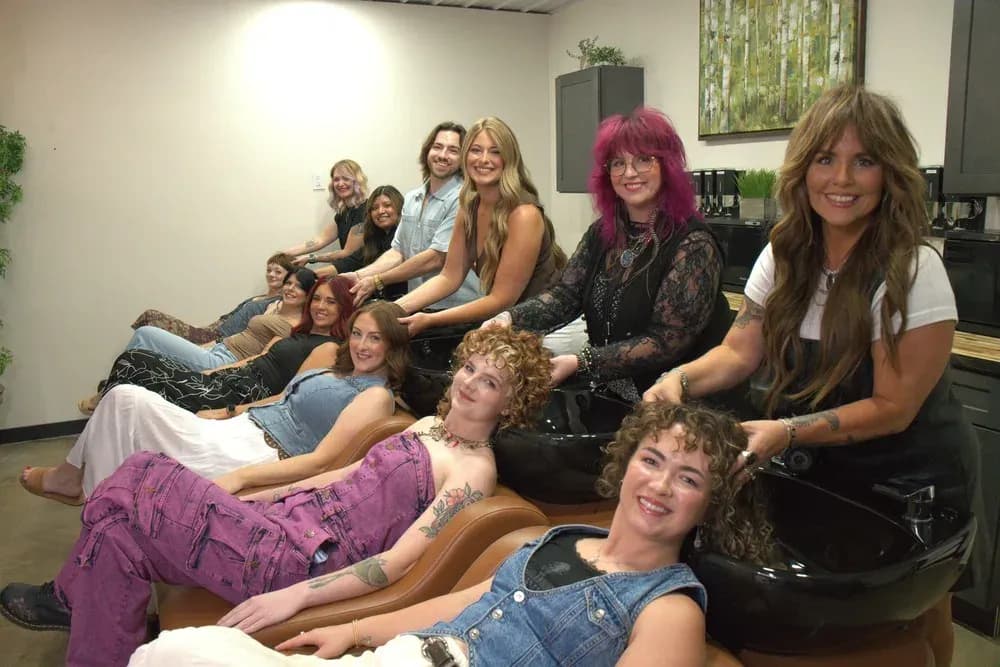 Stylists at the shampoo bowls