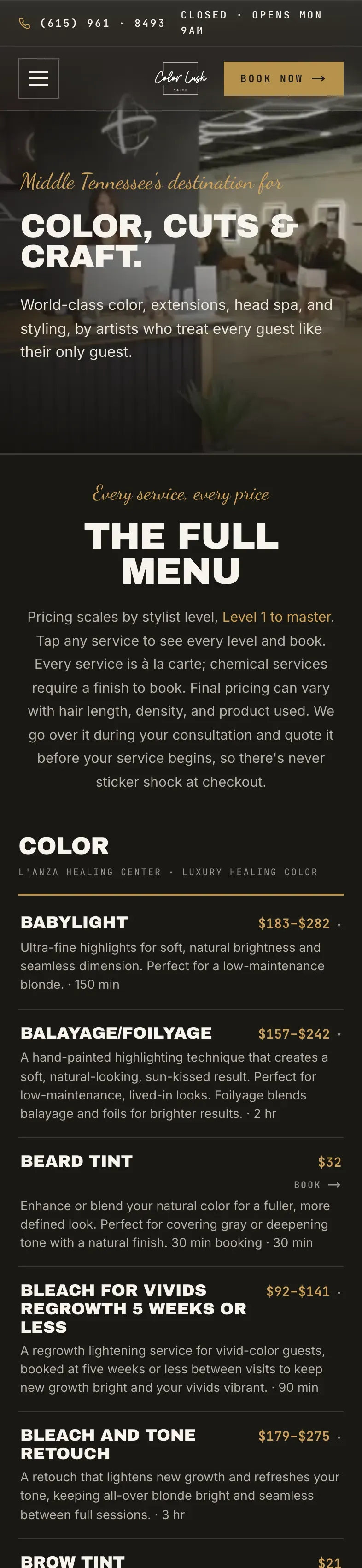 The services menu on a phone
