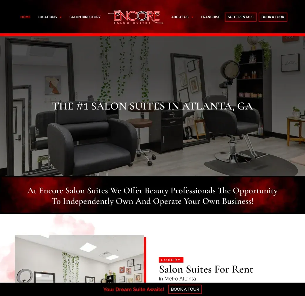 The Encore Salon Suites website