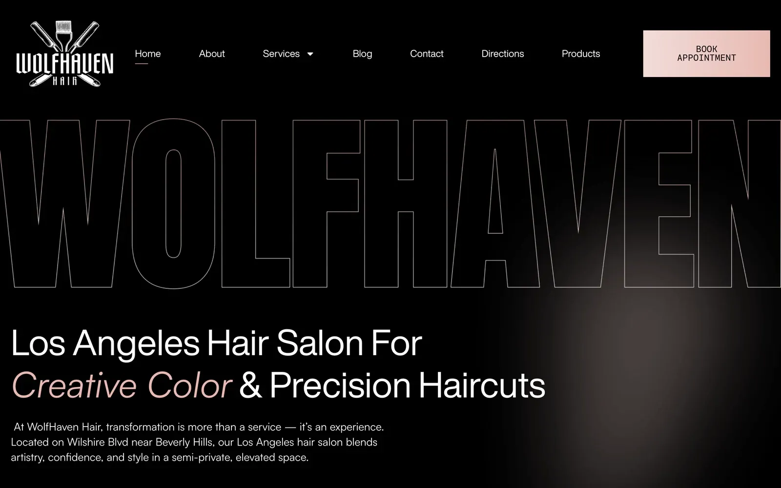 wolfhavenhair.com — the identity carried through to the web